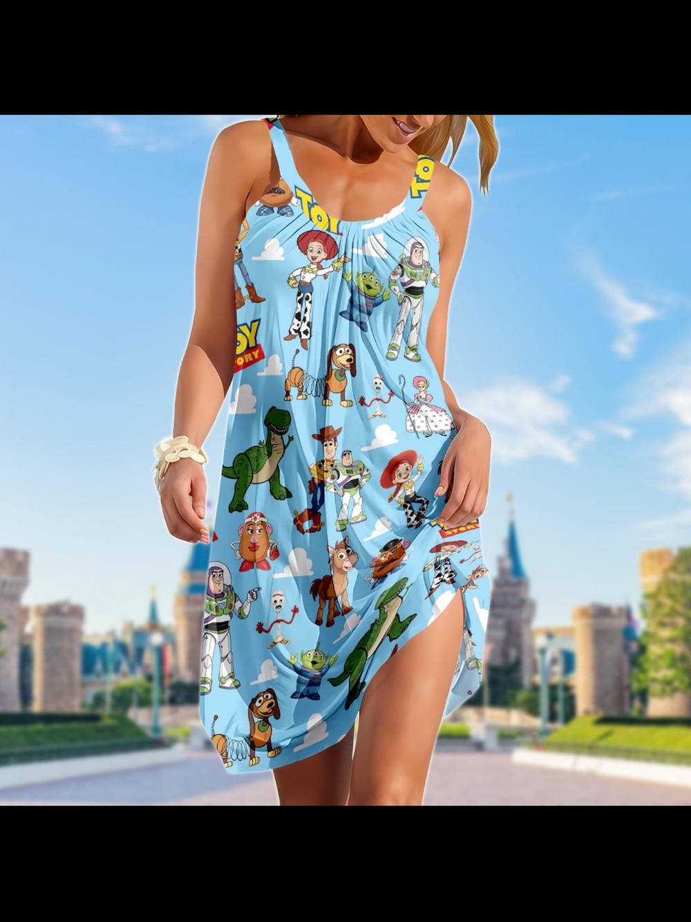 Toy Story Character Print Blue Sundress